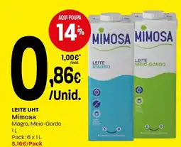 Intermarché Leite uht mimosa magro, meio-gordo promoção