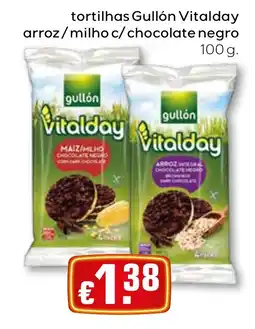 Bolama tortilhas gullón vitalday arroz/milho c/chocolate negro promoção