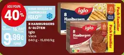 Intermarché 8 hamburgers s/ glúten iglo vaca promoção