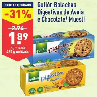 ALDI Gullón Bolachas Digestivas de Aveia e Chocolate/Muesli 425g promoção
