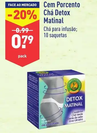 ALDI Cem Porcento Chá Detox Matinal 10 Saquetas promoção