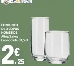 E.Leclerc Conjunto de 3 copos homeside promoção