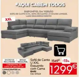 Conforama Sofá de Canto U XXL Esquerdo com Cama BARI promoção