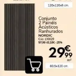 Conforama Conjunto 2 Painéis Acústicos Ranhurados Nordic promoção