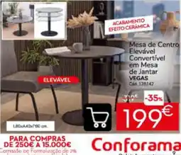 Conforama mesa de centro elevável convertível em mesa de jantar vegas promoção