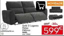 Conforama Sofá 3 Lugares Relax Elétrico Mael promoção