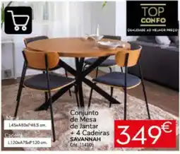 Conforama Conjunto de Mesa de Jantar + 4 Cadeiras Savannah promoção