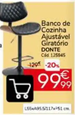 Conforama Banco de cozinha ajustável giratório donte promoção