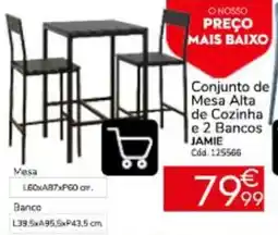 Conforama Conjunto de Mesa Alta de Cozinha e 2 Bancos Jamie promoção