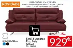 Conforama Sofá 3 Lugares Fixo Pele Kailua promoção