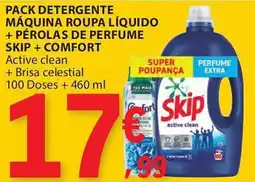 E.Leclerc Pack detergente máquina roupa líquido skip + comfort promoção