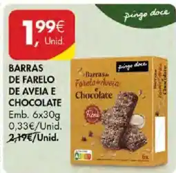 Pingo Doce Barras de farelo de aveia e chocolate pingo doce promoção