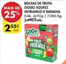 Pingo Doce Bolsas de fruta gogo squeeze morango e banana promoção