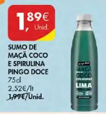 Pingo Doce sumo de maçã coco e spirulina