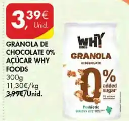 Pingo Doce Granola de chocolate 0% açúcar why foods promoção