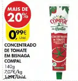 Pingo Doce concentrado de tomate em bisnaga compal promoção