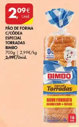 Pingo Doce Pão de forma c/códea especial torradass bimbo promoção