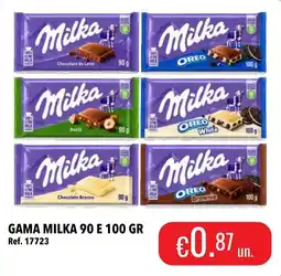Central Cash Milka Gama 90 e 100 gr promoção