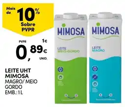 Continente Leite uht mimosa magro/meio gordo promoção