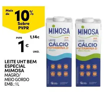Continente Leite uht bem especial mimosa magro/meio gordo promoção