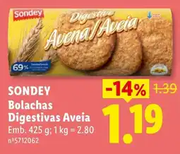 Lidl sondey bolachas digestivas aveia promoção