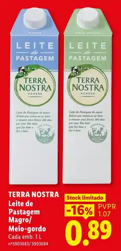Lidl Terra nostra leite de pastagem magro/meio-gordo promoção