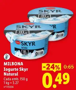Lidl Milbona Iogurte Skyr Natural promoção