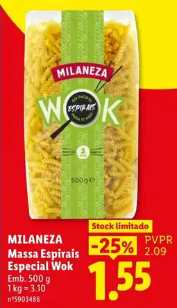 Lidl milaneza massa espirais especial wok promoção