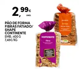 Continente Pão de forma fibras fatiado shape continente promoção