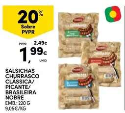 Continente Salsichas churrasco classica/picante/brasileira nobre promoção