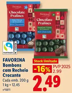Lidl favorina bombons com recheio crocante promoção