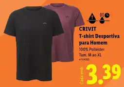 Lidl crivit t-shirt desportiva para homem promoção