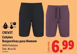 Lidl Crivit calções desportivos para homem promoção