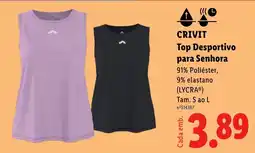 Lidl Crivit top desportivo para senhora promoção