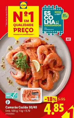 Lidl Camarão Cozido 30/40 promoção