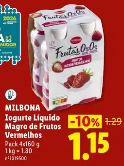Lidl Milbona Iogurte Líquido Magro de Frutos Vermelhos promoção