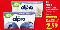 Lidl Alpro Iogurte Soja Natural/ Mirtilo promoção