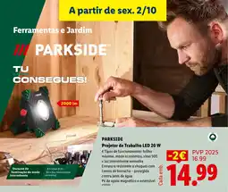 Lidl Parkside projetor de trabalho led 20 w promoção