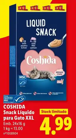 Lidl Coshida Snack Líquido para Gato XXL promoção