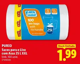 Lidl Purio sacos para o lixo com asas 25 l xxl promoção