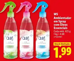 Lidl air ambientador em spray com óleos essenciais promoção