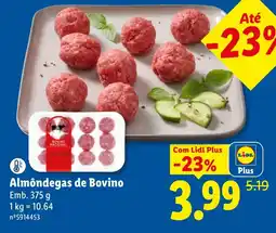 Lidl Almôndegas de Bovino promoção
