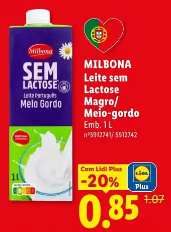 Milbona leite sem lactose magro/meio-gordo