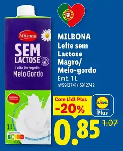 Lidl Milbona leite sem lactose magro/meio-gordo promoção