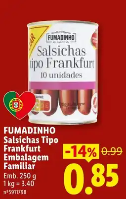 Lidl Fumadinho salsichas tipo frankfurt promoção
