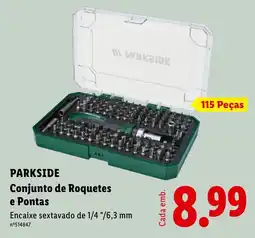 Lidl Parkside conjunto de roquetes e pontas promoção