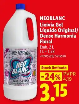 Lidl neoblanc lixívia gel líquido original/dense harmonia floral promoção
