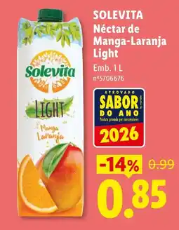 Lidl Solevita Néctar de Manga-Laranja Light promoção