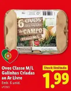 Lidl Ovos classe m/l criadas ao ar livre promoção