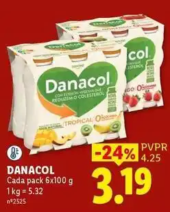 Lidl Danacol - cada pack 6x promoção